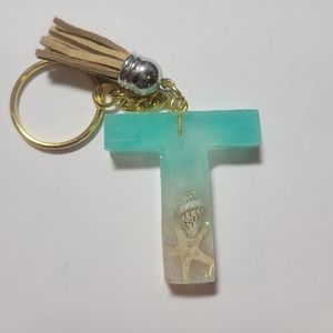 Initial T beach themed key chain.